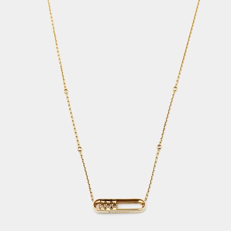Pre Owned Messika Baby Move Pavé Diamond 18k Yellow Gold Necklace
