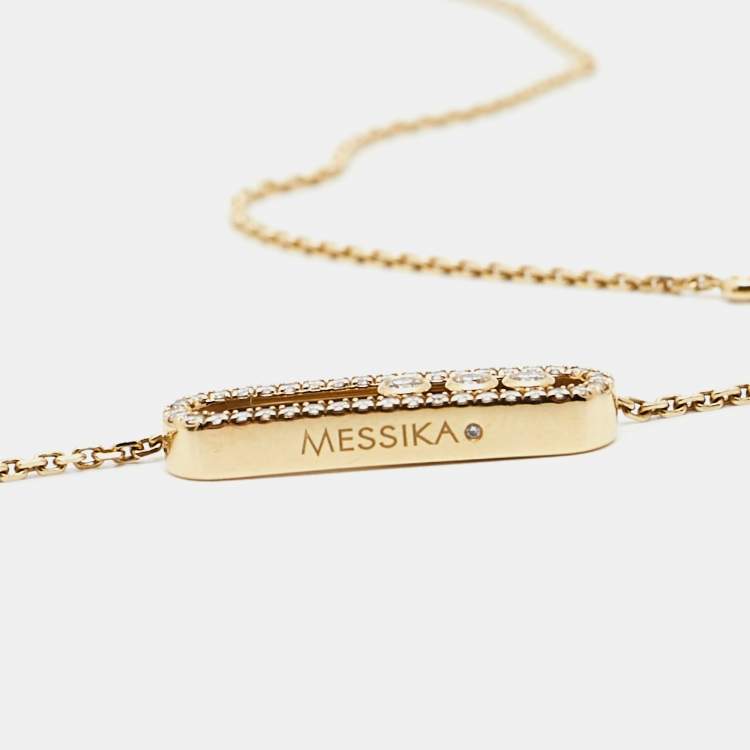Pre Owned Messika Baby Move Pavé Diamond 18k Yellow Gold Necklace