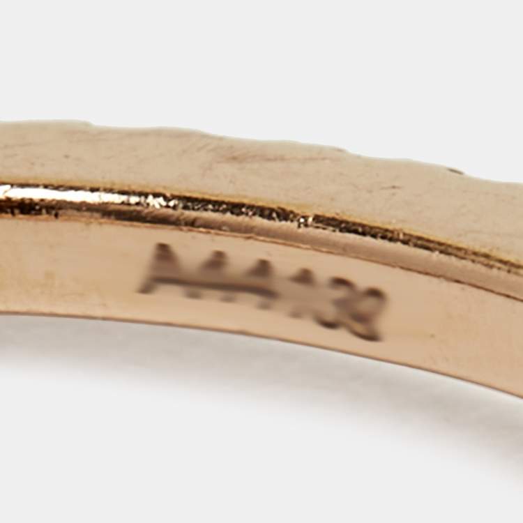 Pre Owned Messika Move Uno Pave Diamond 18k Rose Gold Ring Size 50