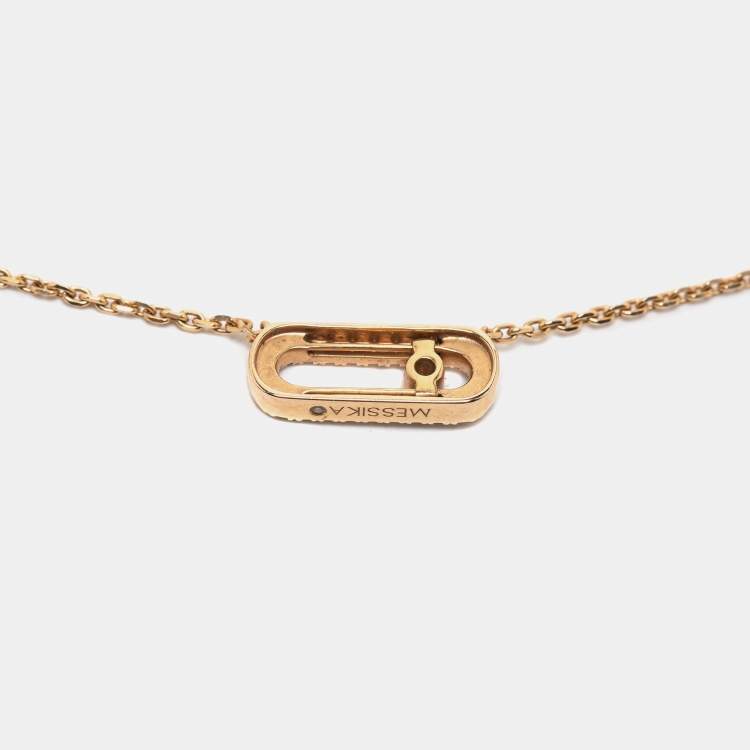 Pre Owned Messika Move Uno Pave Diamond 18k Rose Gold Necklace