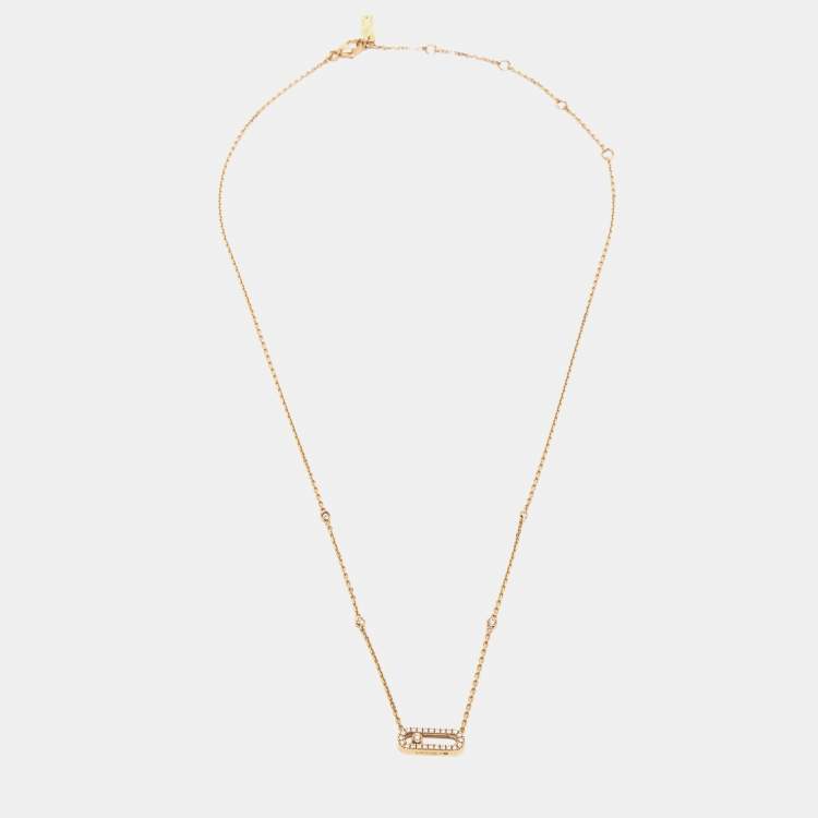 Pre Owned Messika Move Uno Pave Diamond 18k Rose Gold Necklace