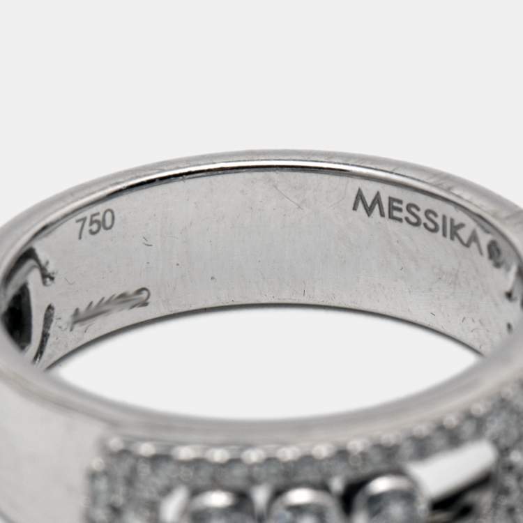 Pre Owned Messika Move Noa Diamond Pave 18k White Gold Ring Size 53