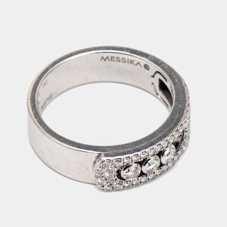 Pre Owned Messika Move Noa Diamond Pave 18k White Gold Ring Size 53