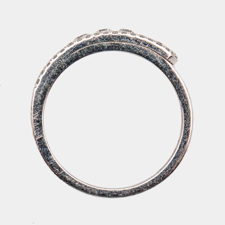 Pre Owned Messika Move Noa Diamond Pave 18k White Gold Ring Size 53