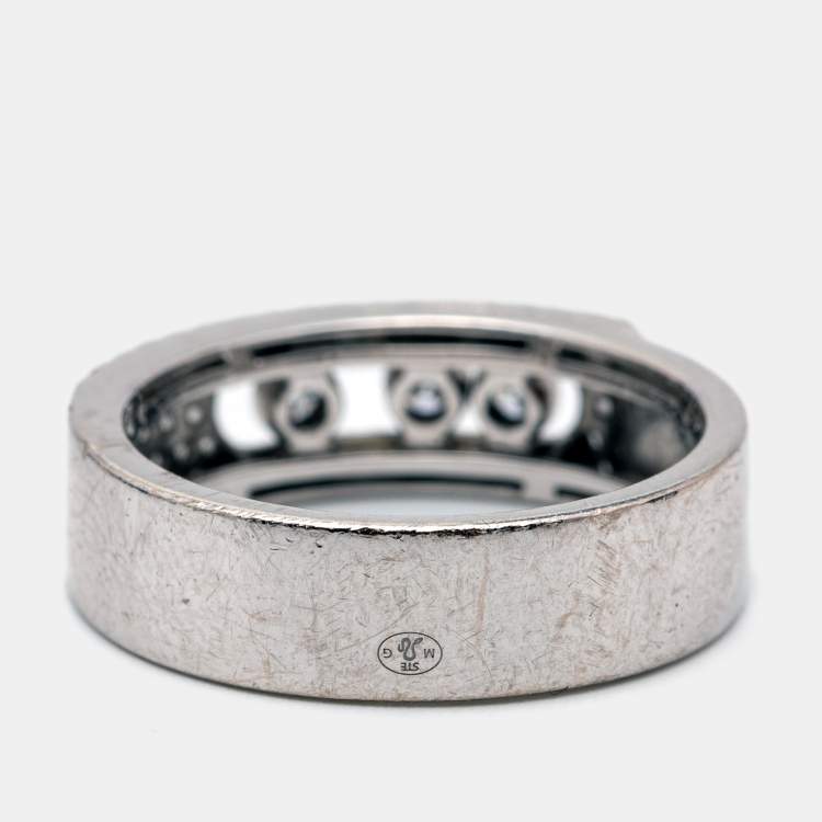 Pre Owned Messika Move Noa Diamond Pave 18k White Gold Ring Size 53