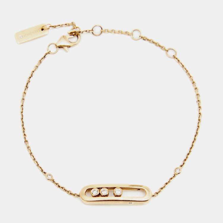 Pre Owned Messika Baby Move Diamond 18k Rose Gold Link Bracelet