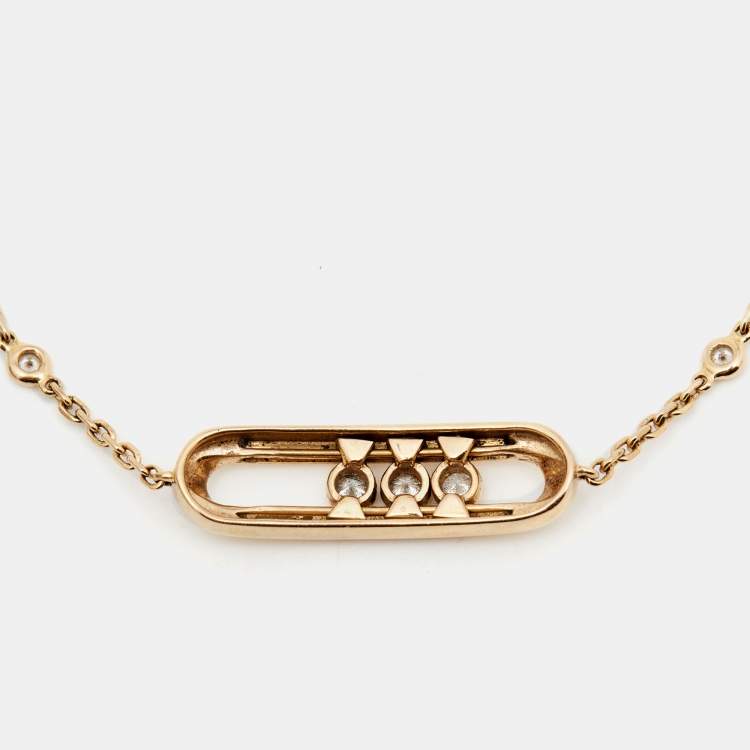 Pre Owned Messika Baby Move Diamond 18k Rose Gold Link Bracelet