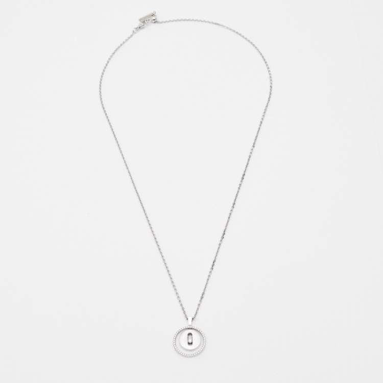 Pre Owned Messika Lucky Move Diamonds 18k White Gold Pendant Necklace