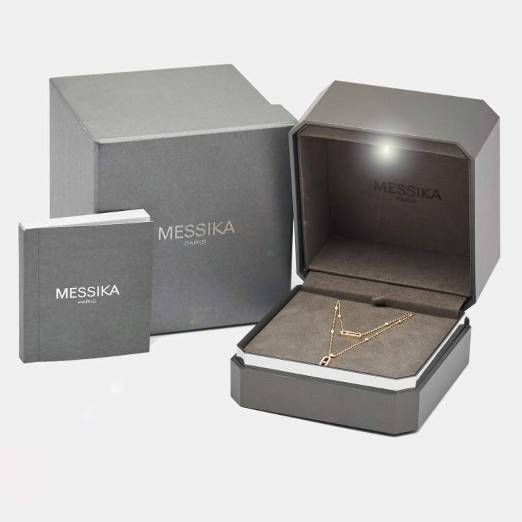Pre Owned Messika Move Classic 2 Rows Pave Diamond 18k Yellow Gold Necklace