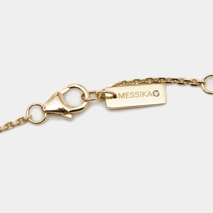 Pre Owned Messika Move Classic 2 Rows Pave Diamond 18k Yellow Gold Necklace