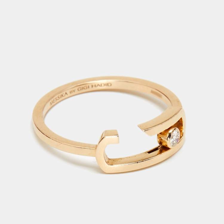 Pre Owned Messika by Gigi Hadid Move Addiction Diamond 18k Rose Gold Ring Size 55