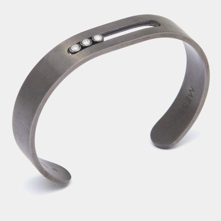 Pre Owned Messika Move Diamonds Titanium Open Cuff Bracelet M