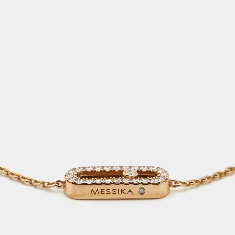 Pre Owned Messika Move Uno Pave Diamond 18k Rose Gold Bracelet