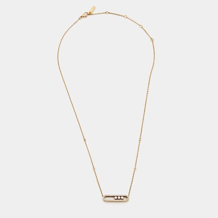 Pre Owned Messika Baby Move Pavé Diamonds 18k Rose Gold Necklace