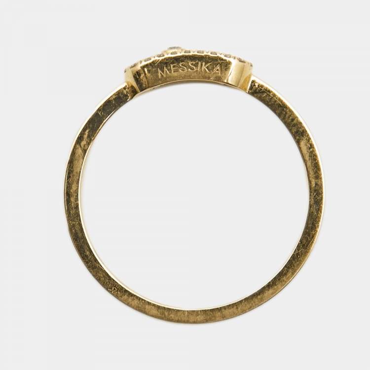 Pre Owned Messika Move Uno Paved Diamonds 18k Yellow Gold Ring Size 56
