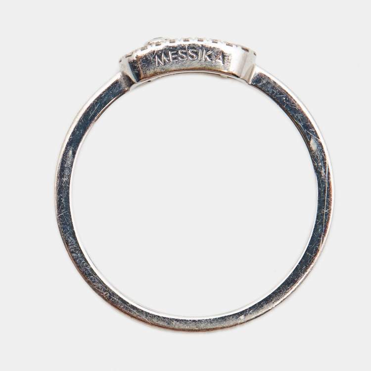 Pre Owned Messika Move Uno Paved Diamonds 18k White Gold Ring Size 56