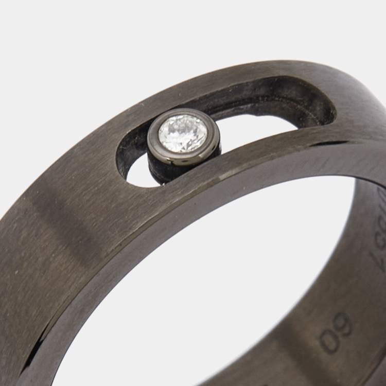 Pre Owned Messika Move Diamond Titanium Graphite Band Ring Size 60
