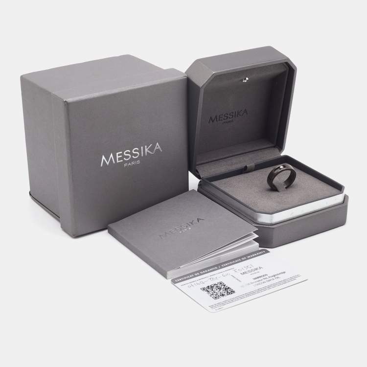 Pre Owned Messika Move Diamond Titanium Graphite Band Ring Size 60