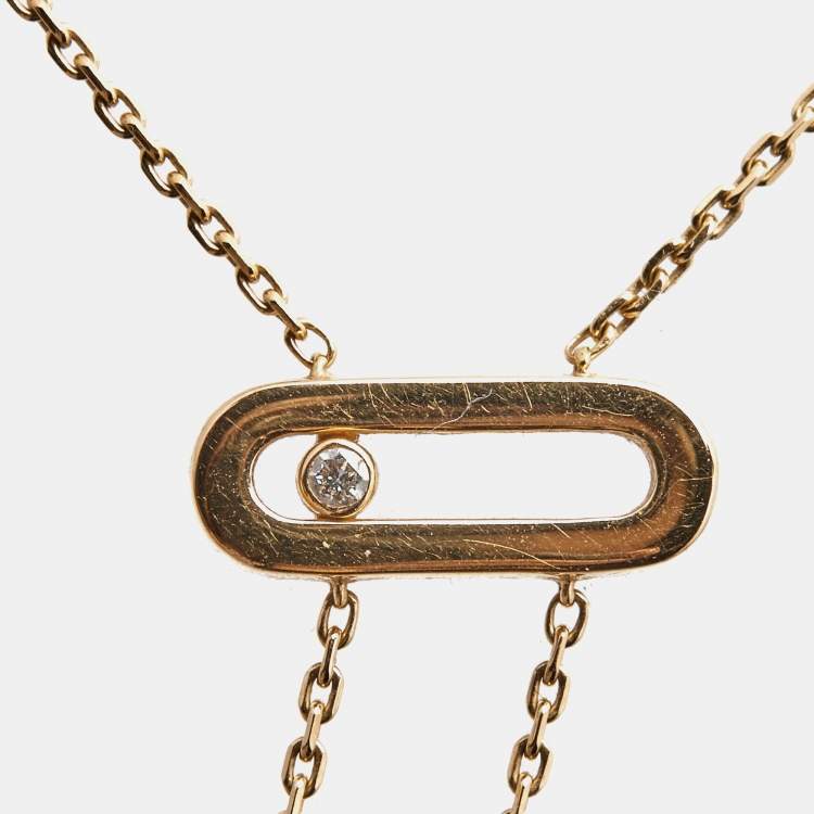 Pre Owned Messika Move Uno Caravate Diamond 18k Rose Gold Tie Necklace