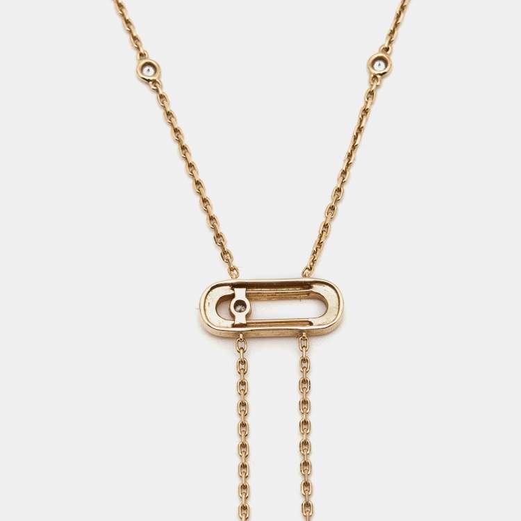 Pre Owned Messika Move Uno Caravate Diamond 18k Rose Gold Tie Necklace