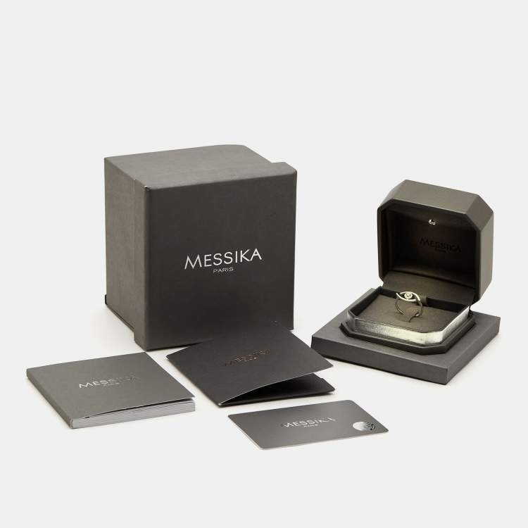 Pre Owned Messika Lucky Eye Diamond 18k White Gold Ring Size 53