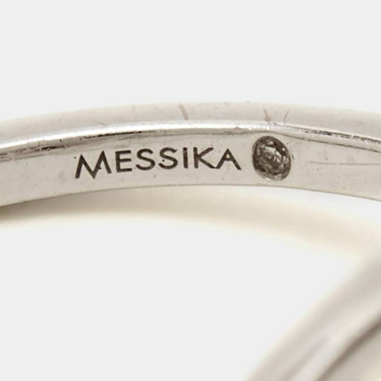 Pre Owned Messika Lucky Eye Diamond 18k White Gold Ring Size 53