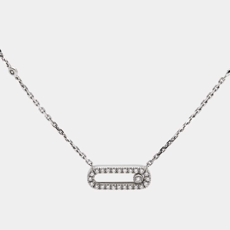 مملوكة مسبقًا Messika Move Uno Pave Diamonds 18k White Gold Necklace