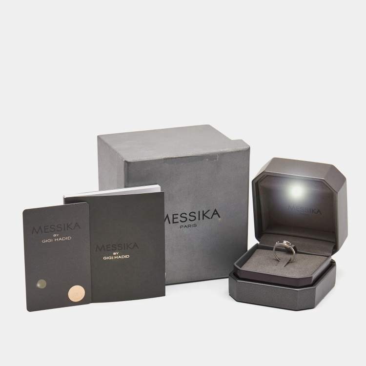 Pre Owned Messika Move By Gigi Hadid Move Addiction Diamond 18k White Gold Ring Size 52
