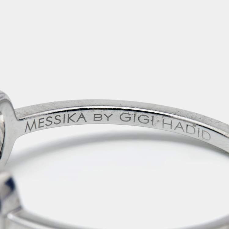 Pre Owned Messika Move By Gigi Hadid Move Addiction Diamond 18k White Gold Ring Size 52