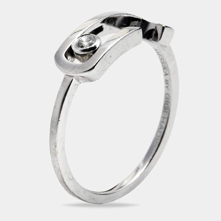 Pre Owned Messika Move By Gigi Hadid Move Addiction Diamond 18k White Gold Ring Size 52