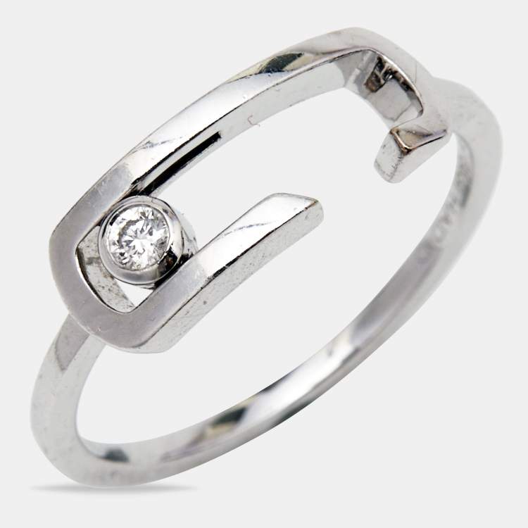 Pre Owned Messika Move By Gigi Hadid Move Addiction Diamond 18k White Gold Ring Size 52