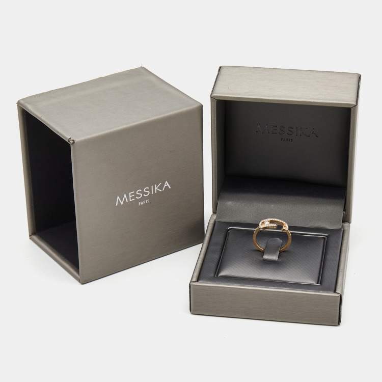 Pre Owned Messika by Gigi Hadid Move Addiction Pave Diamond 18K Rose Gold Ring Size 52