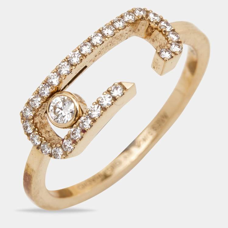Pre Owned Messika by Gigi Hadid Move Addiction Pave Diamond 18K Rose Gold Ring Size 52