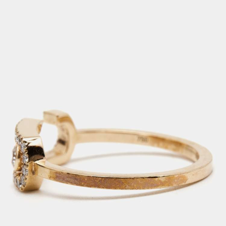 Pre Owned Messika by Gigi Hadid Move Addiction Pave Diamond 18K Rose Gold Ring Size 52