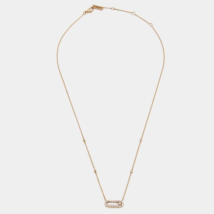 Pre Owned Messika Move Uno Pave 18k Rose Gold Necklace