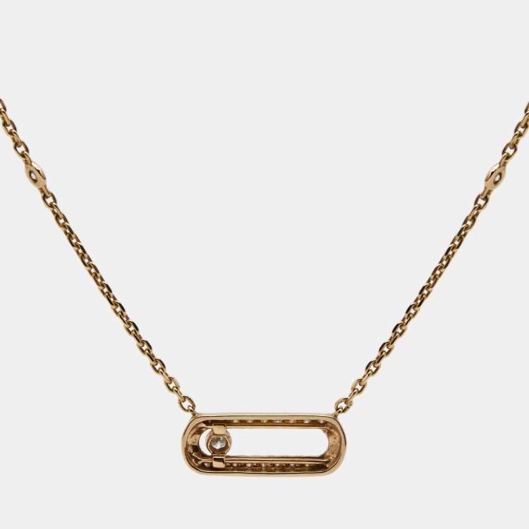 Pre Owned Messika Move Uno Pave 18k Rose Gold Necklace