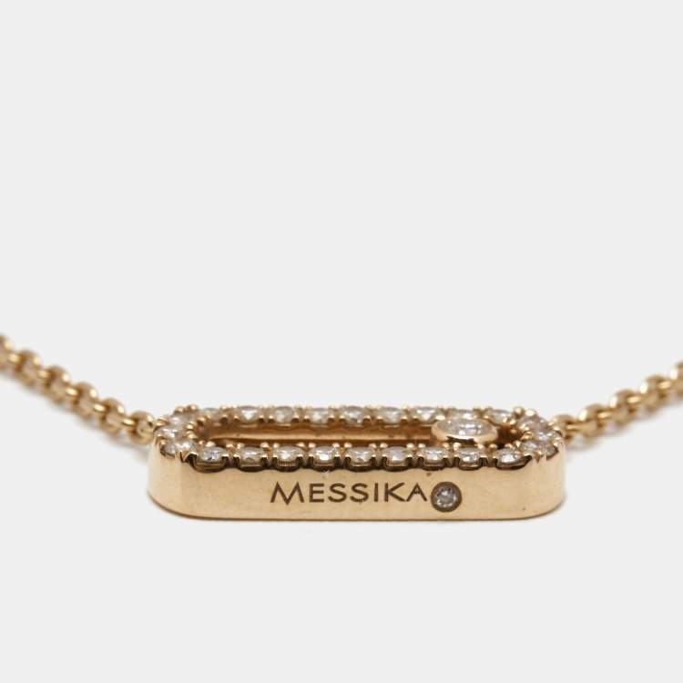 Pre Owned Messika Move Uno Pave 18k Rose Gold Necklace