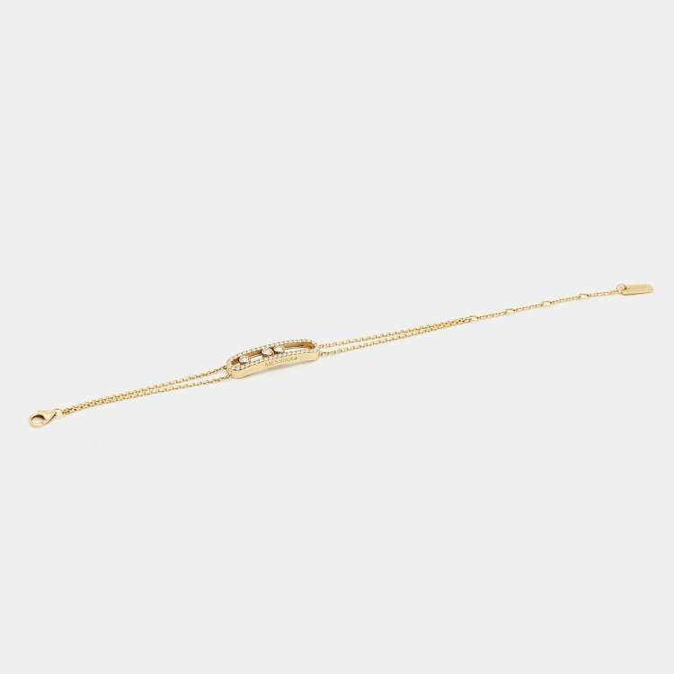 Pre Owned Messika Move Classique Paved Diamonds 18k Yellow Gold Bracelet