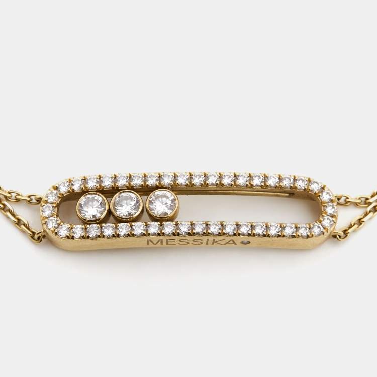 Pre Owned Messika Move Classique Paved Diamonds 18k Yellow Gold Bracelet