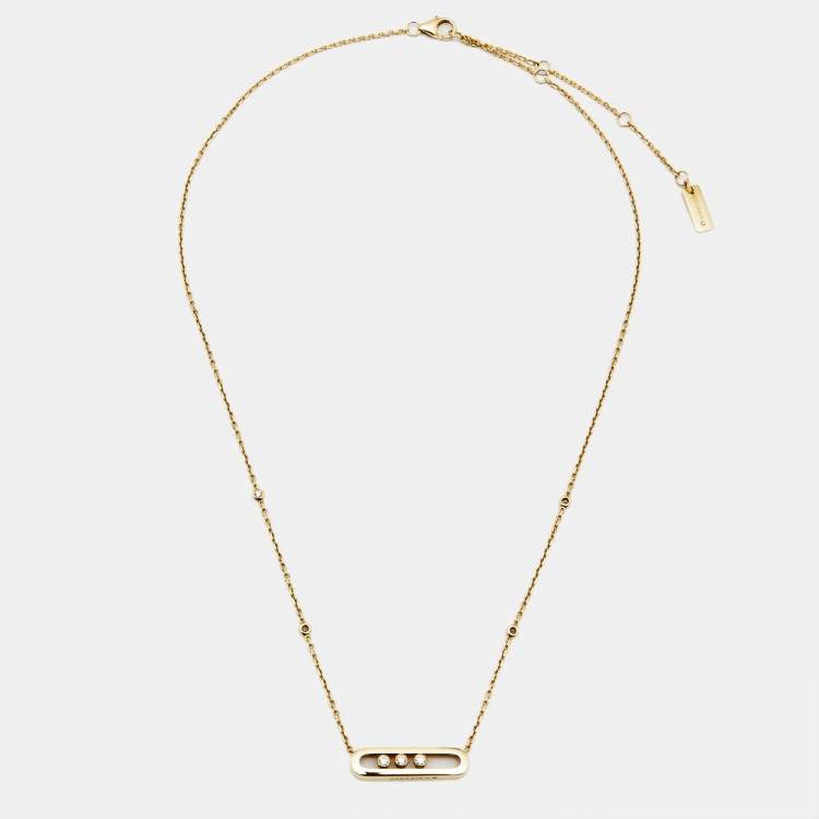 Pre Owned Messika Baby Move Diamond 18K Yellow Gold Pendant Necklace