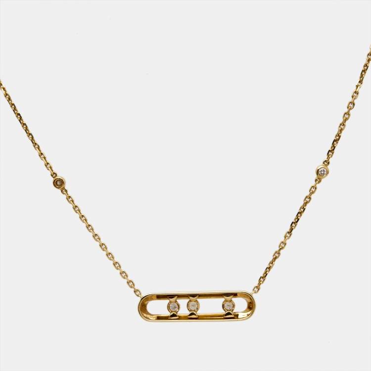 Pre Owned Messika Baby Move Diamond 18K Yellow Gold Pendant Necklace
