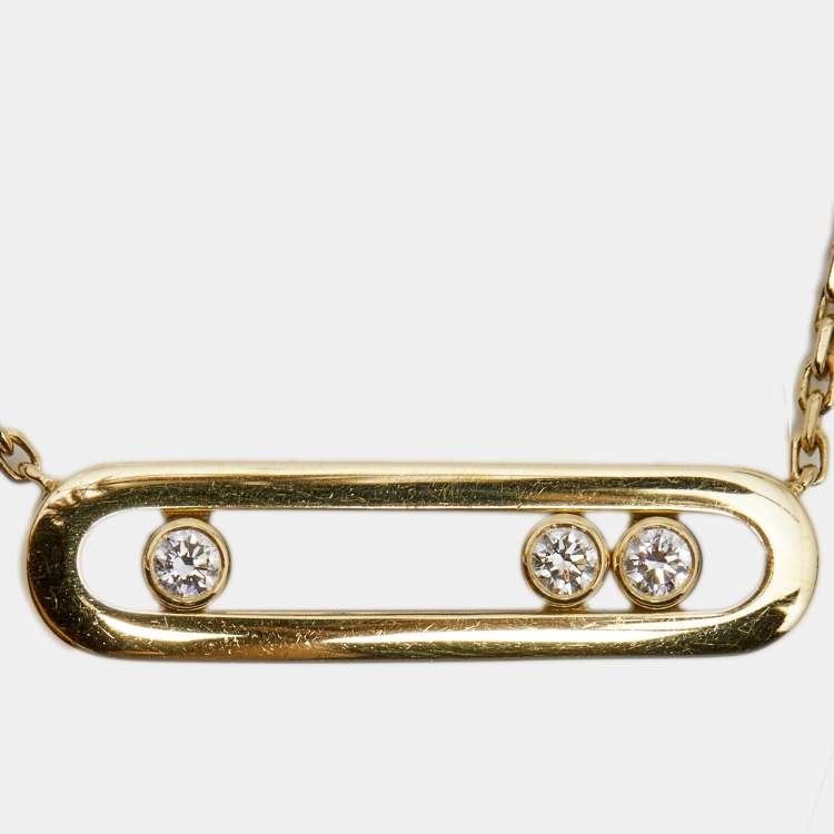 Pre Owned Messika Baby Move Diamond 18K Yellow Gold Pendant Necklace