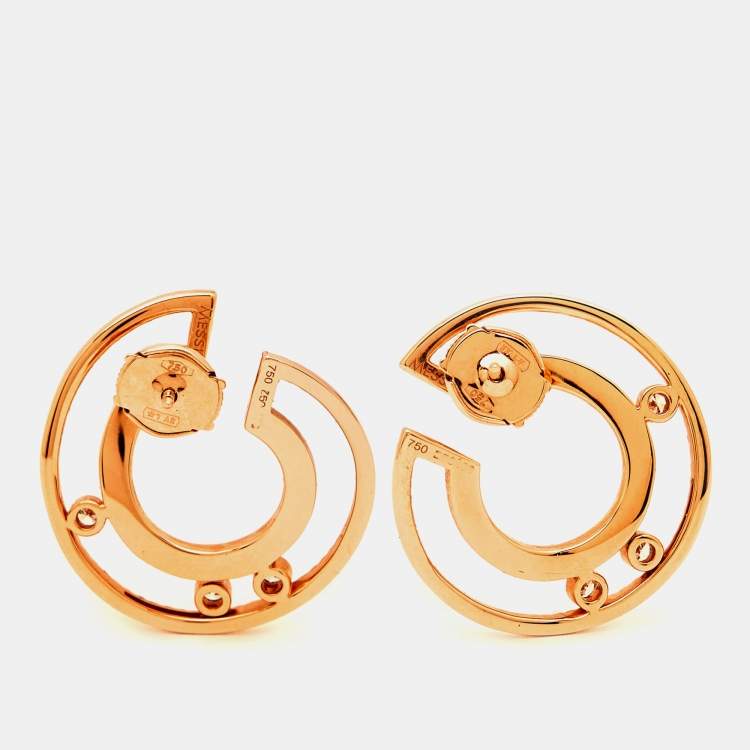 Pre Owned Messika Move Romane Diamonds 18k Rose Gold Hoop Earrings