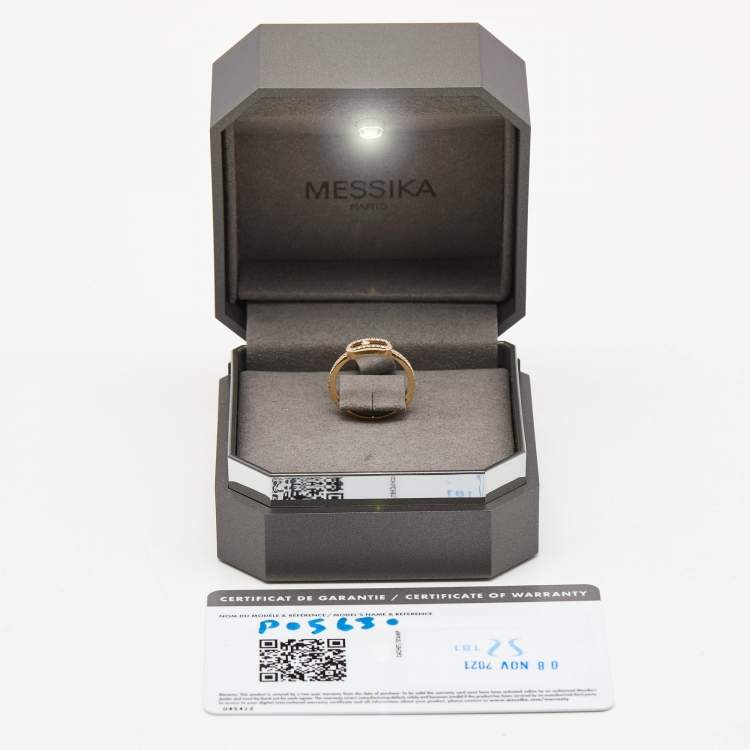 Pre Owned Messika Move Uno Pavé Diamond 18k Rose Gold Ring Size 51