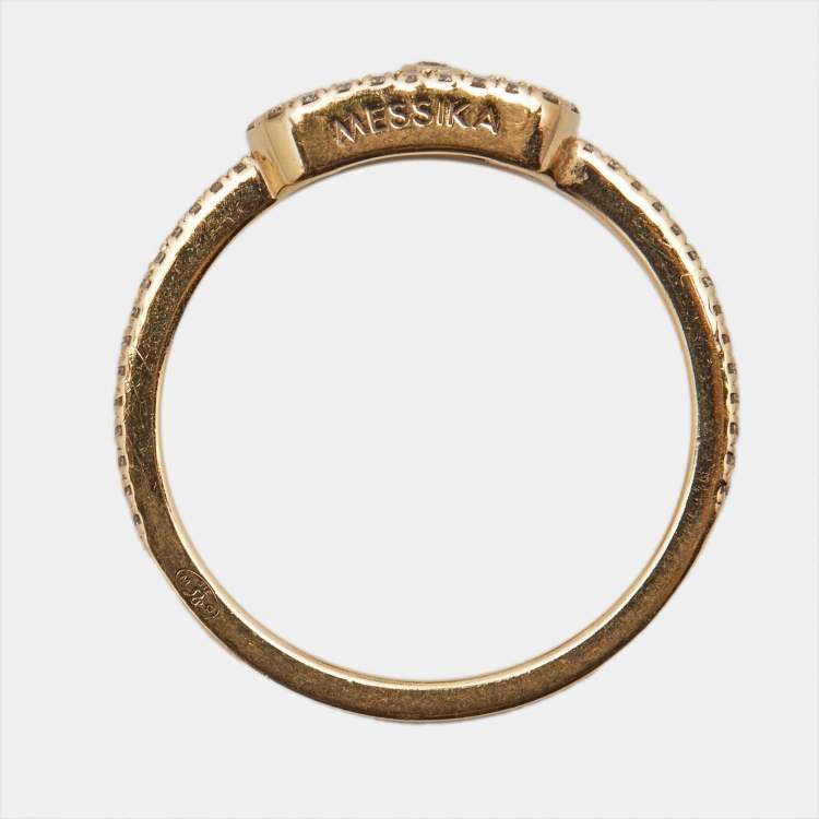 Pre Owned Messika Move Uno Pavé Diamond 18k Rose Gold Ring Size 51