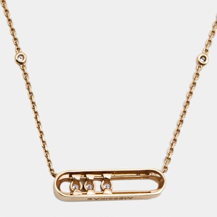Pre Owned Messika Baby Move Pavé Diamonds 18k Rose Gold Necklace