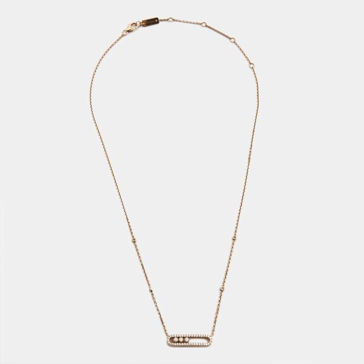 Pre Owned Messika Baby Move Pavé Diamonds 18k Rose Gold Necklace