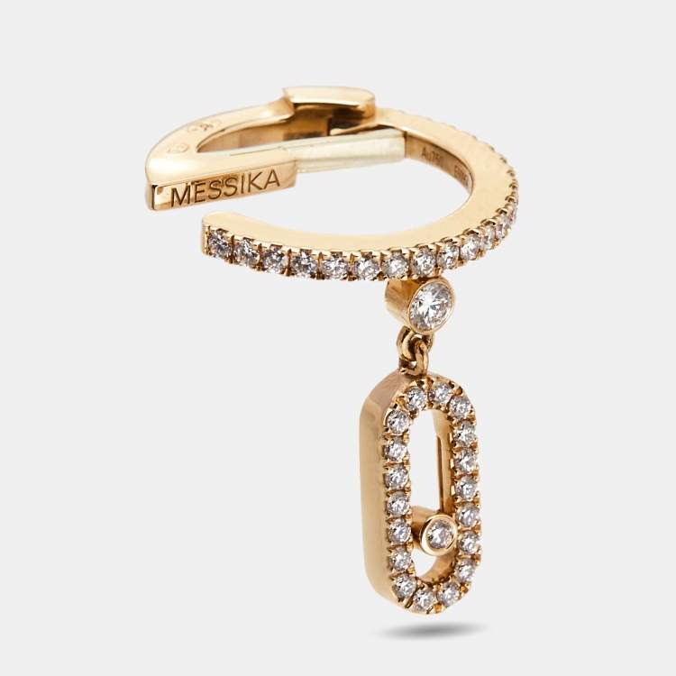 Pre Owned Messika Move Uno Diamond 18k Rose Gold Clip On Mono Earring