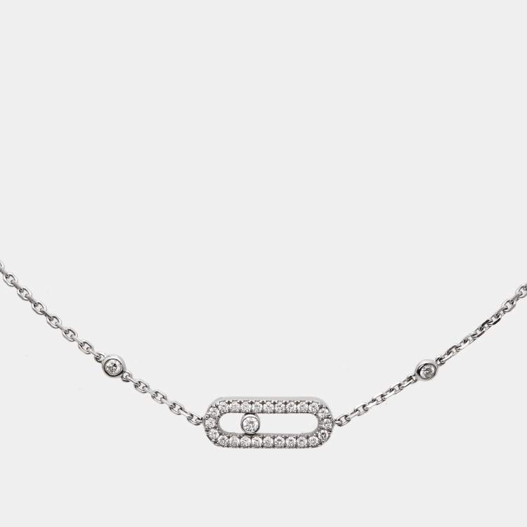 Pre Owned Messika Move Uno Diamonds 18k White Gold Bracelet