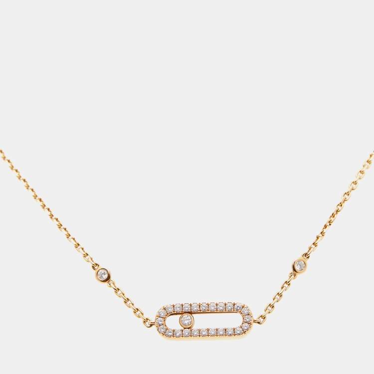 Pre Owned Messika Move Uno Pave Diamonds 18k Rose Gold Bracelet